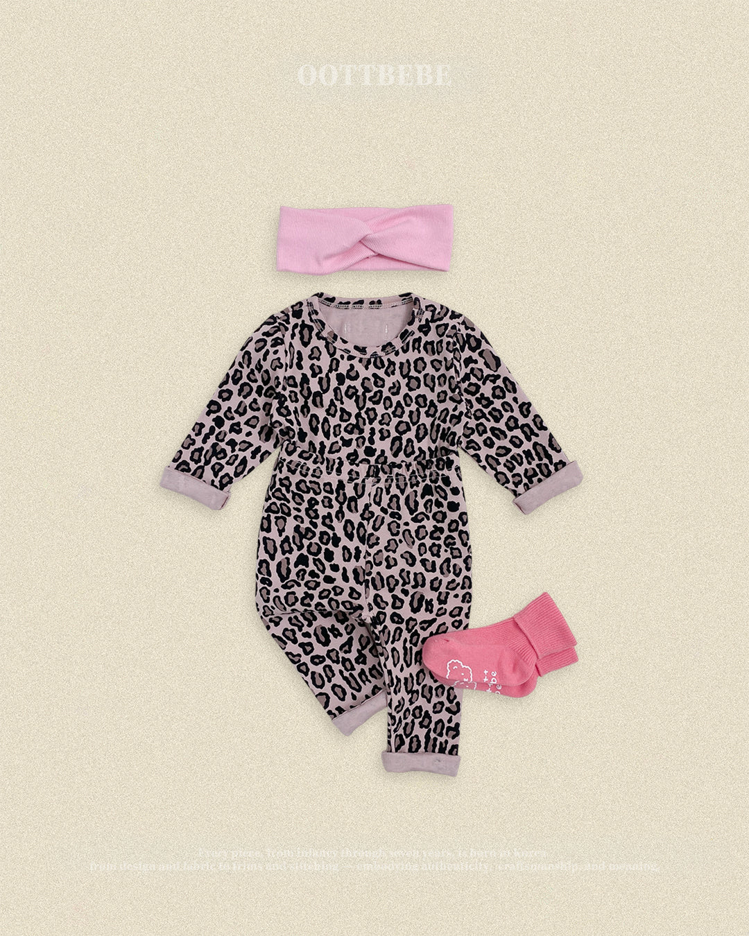 (Pre-order) OOTTBEBE Fall - Little Leopard Pajama Set 리틀호피실내복 (2 Colors)
