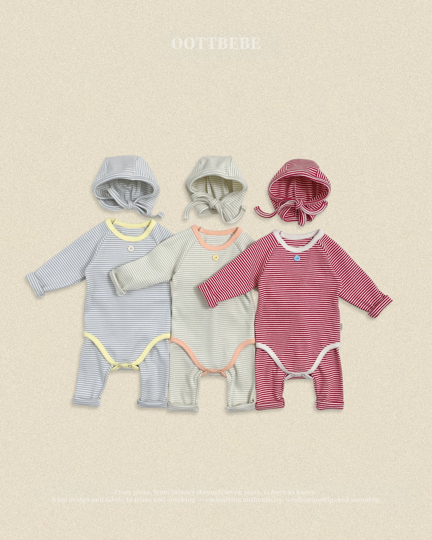 (Pre-order) OOTTBEBE Fall - Sweet Stripe Bonnet 바닐라라떼보넷 (3 Colors)