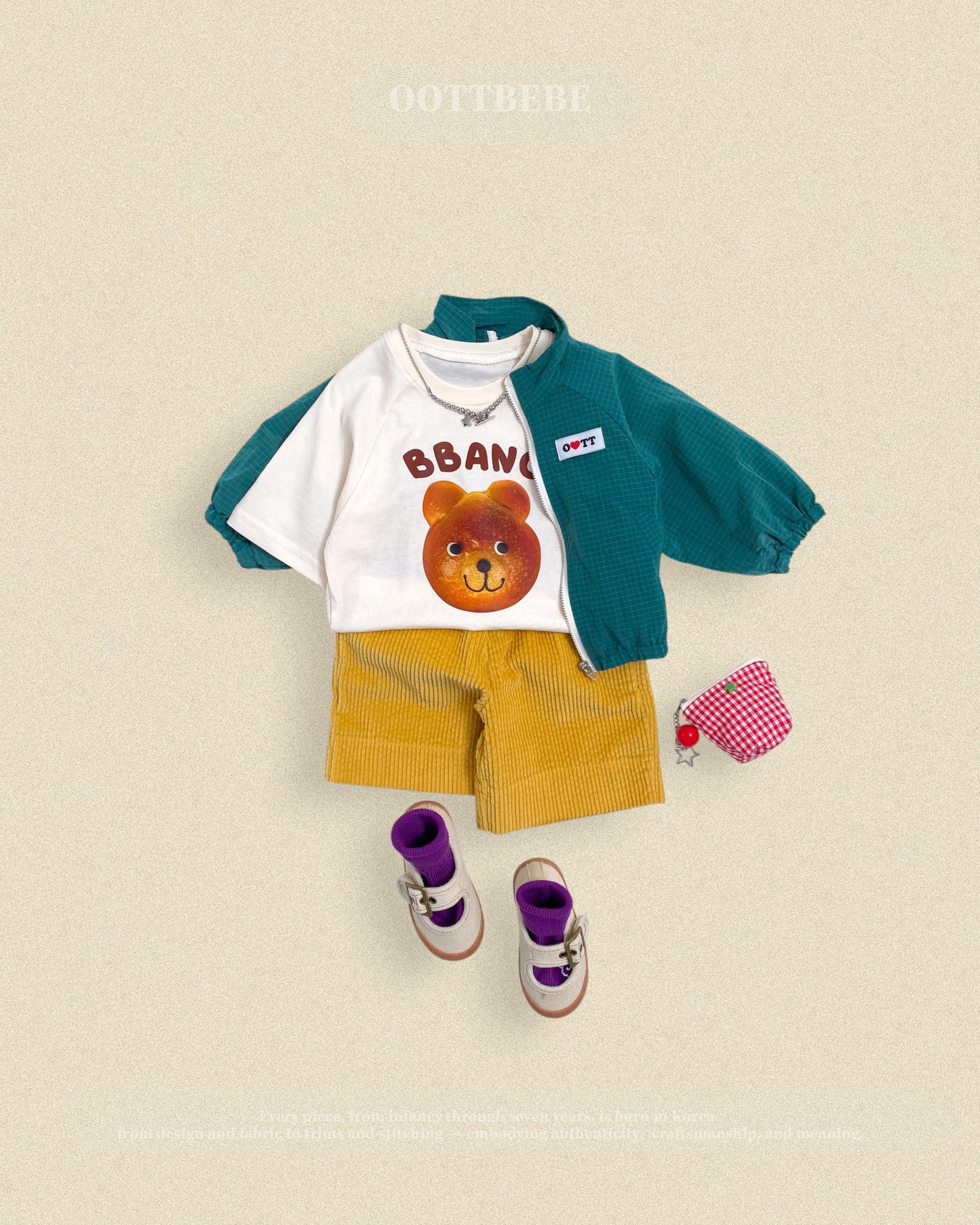 (Pre-order) OOTTBEBE Fall - Bbang Bear Raglan Tee - 빵나그랑티셔츠 (2 Colors)