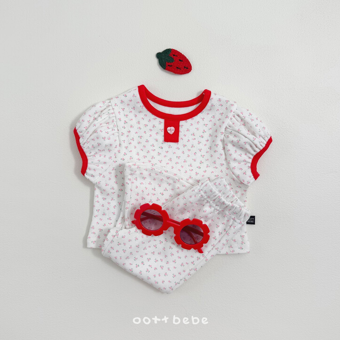 (Pre-order) OOTTBEBE Summer -  Lovely Eyelet Set 러블리아일렛상하복 (2 Colors)