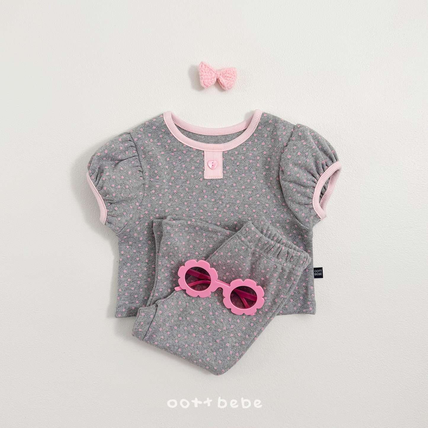(Pre-order) OOTTBEBE Summer -  Lovely Eyelet Set 러블리아일렛상하복 (2 Colors)