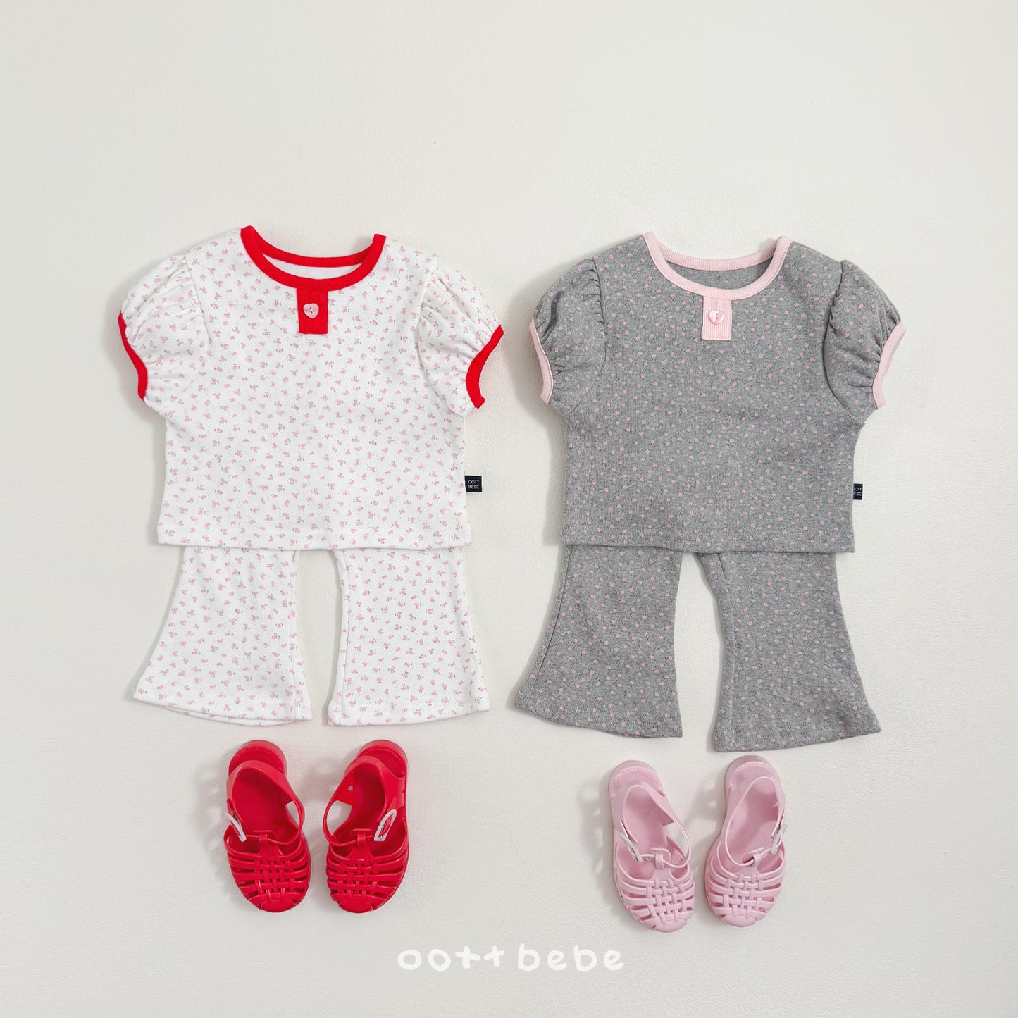 (Pre-order) OOTTBEBE Summer -  Lovely Eyelet Set 러블리아일렛상하복 (2 Colors)