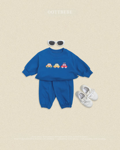 (Pre-order) OOTTBEBE Fall - Cute Car Top & Bottom Set - 자동차상하복 (2 Colors)