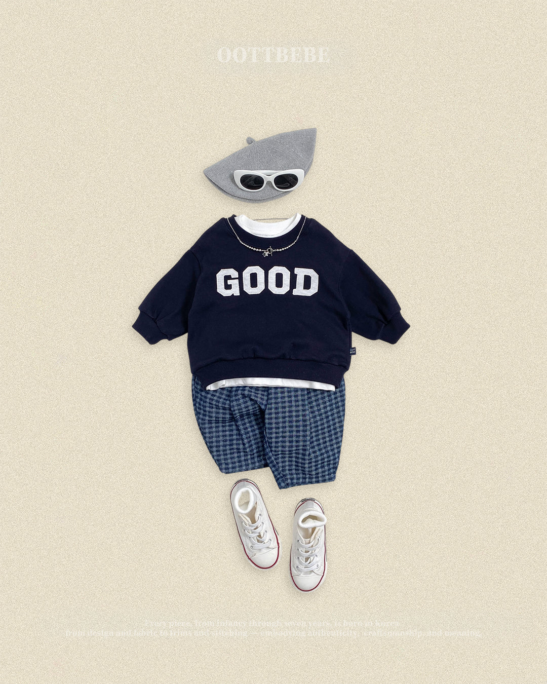 (Pre-order) OOTTBEBE Fall - Denim Check Pants - 데님체크팬츠 (2 Colors)