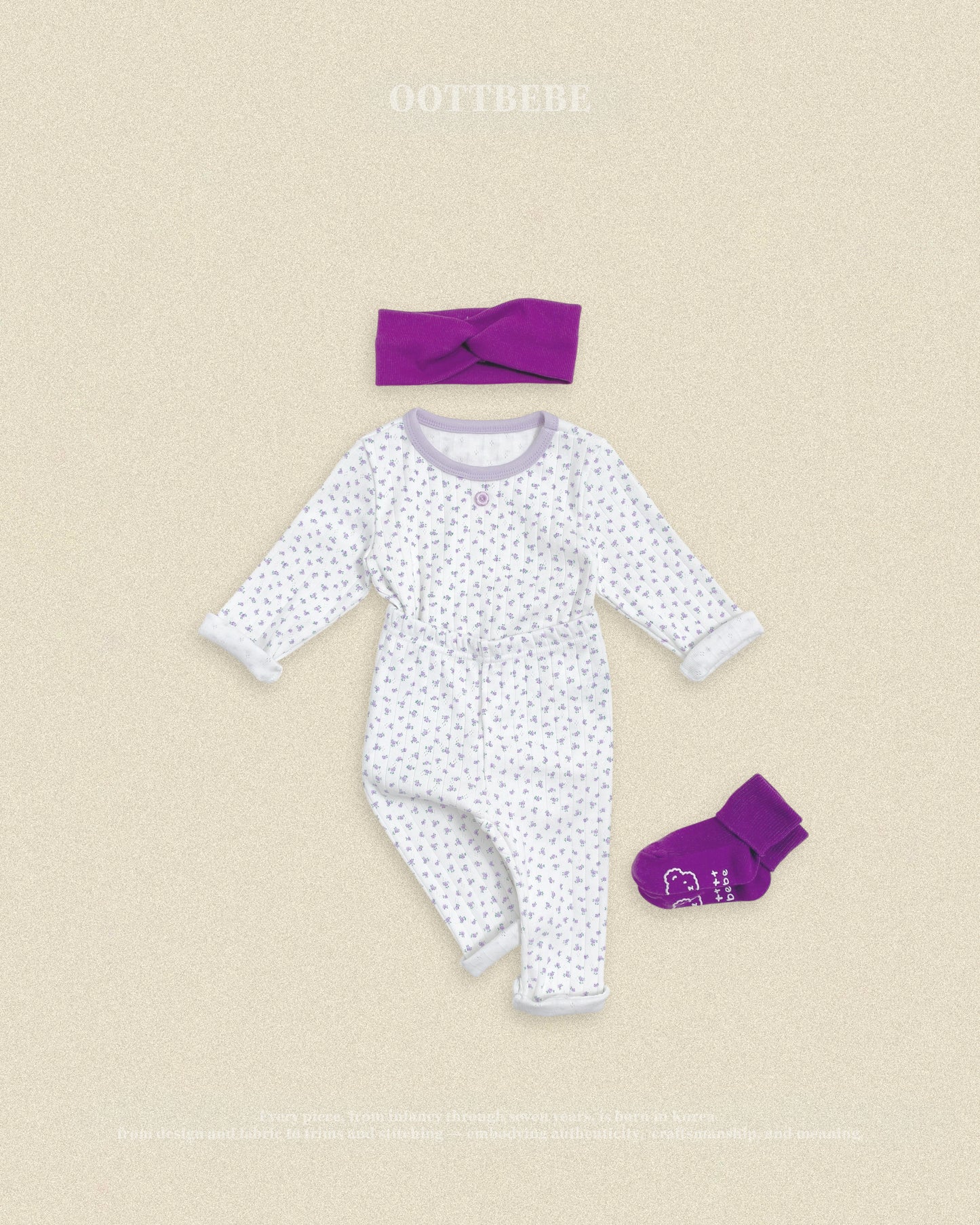 (Pre-order) OOTTBEBE Fall - Lovely Floral Pajama Set 코코플라워실내복 (2 Colors)