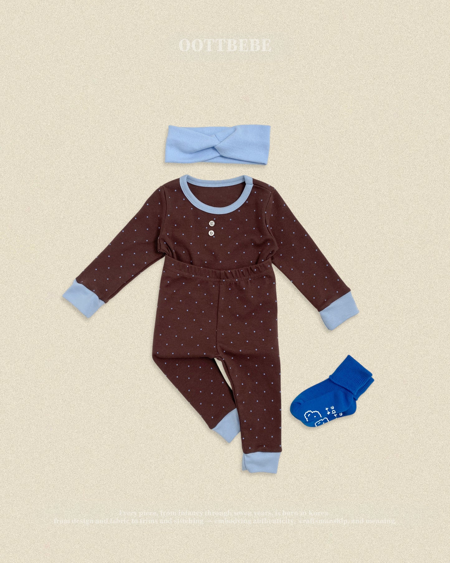 (Pre-order) OOTTBEBE Fall - Mini Dot Pajama Set 슈슈도트실내복 (2 Colors)
