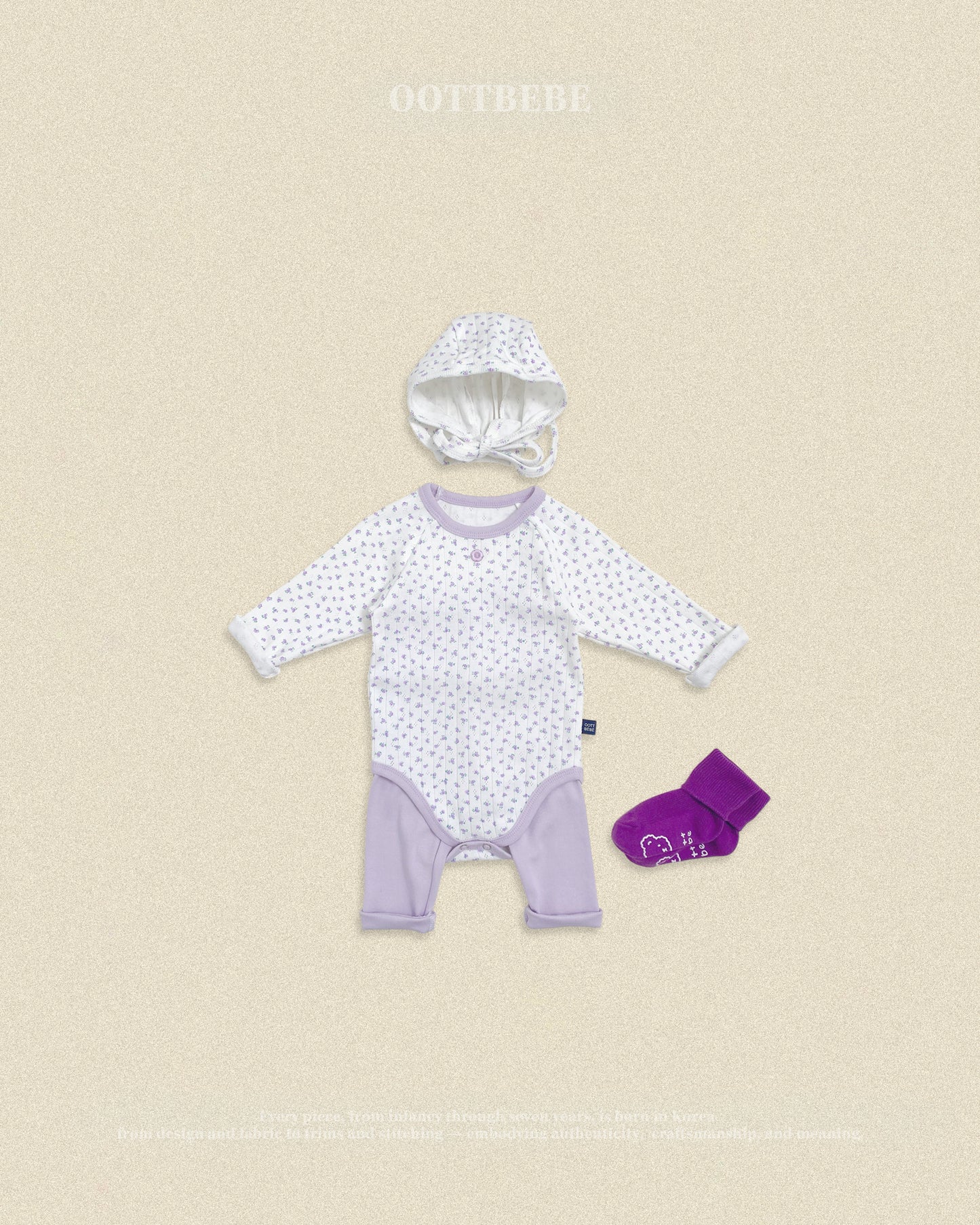 (Pre-order) OOTTBEBE Fall - Lovely Floral Romper & Leggings Set 코코플라워슈트세트 (2 Colors)