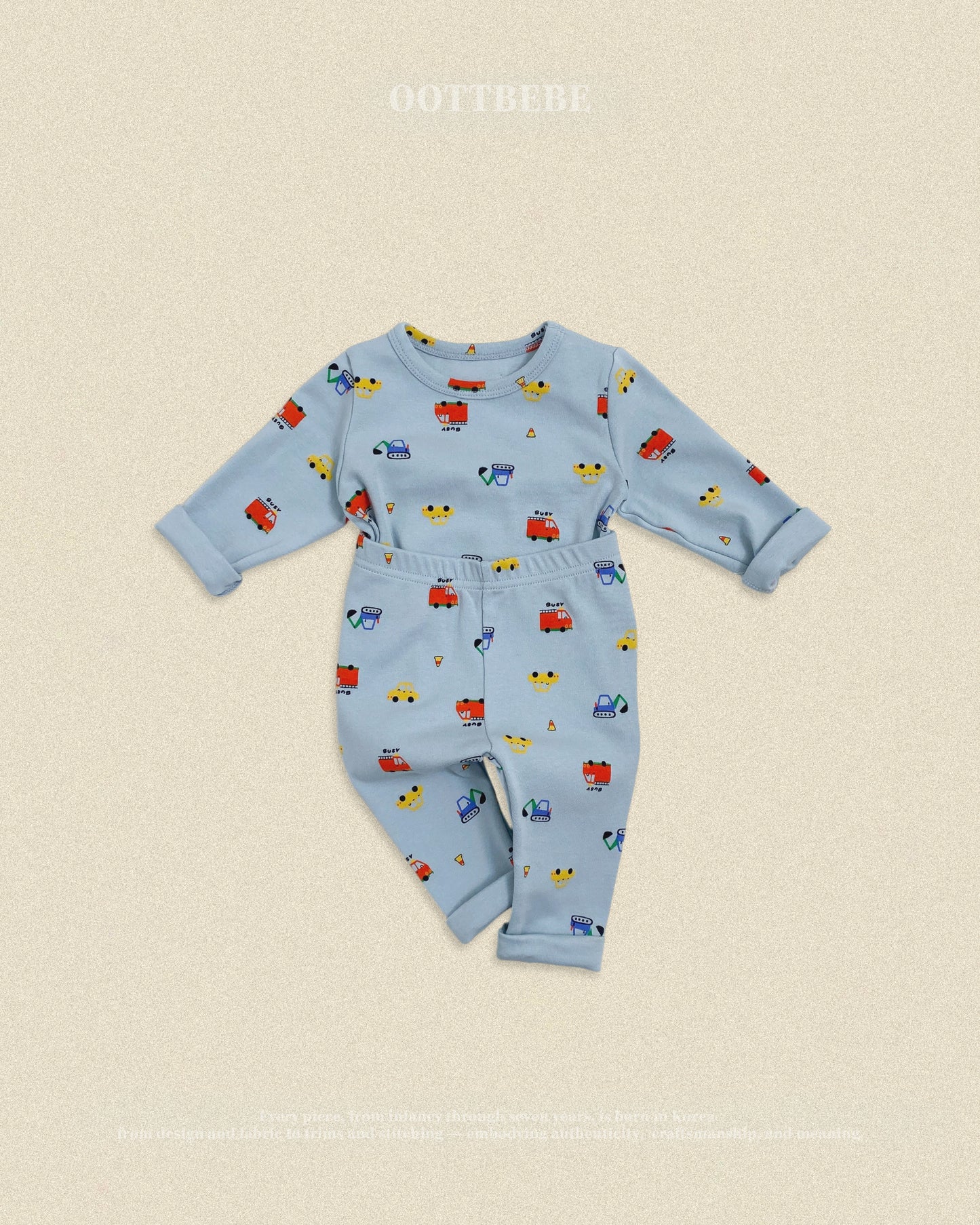 (Pre-order) OOTTBEBE Fall - Cute Car Pajama Set 자동차실내복 (2 Colors)