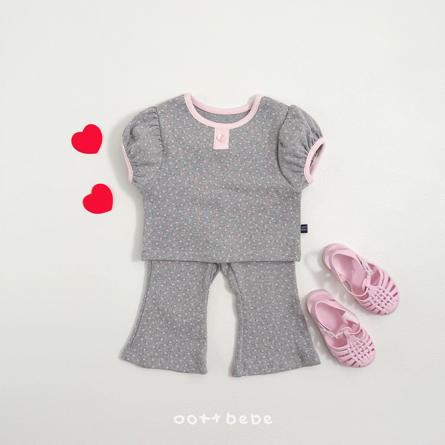 (Pre-order) OOTTBEBE Summer -  Lovely Eyelet Set 러블리아일렛상하복 (2 Colors)