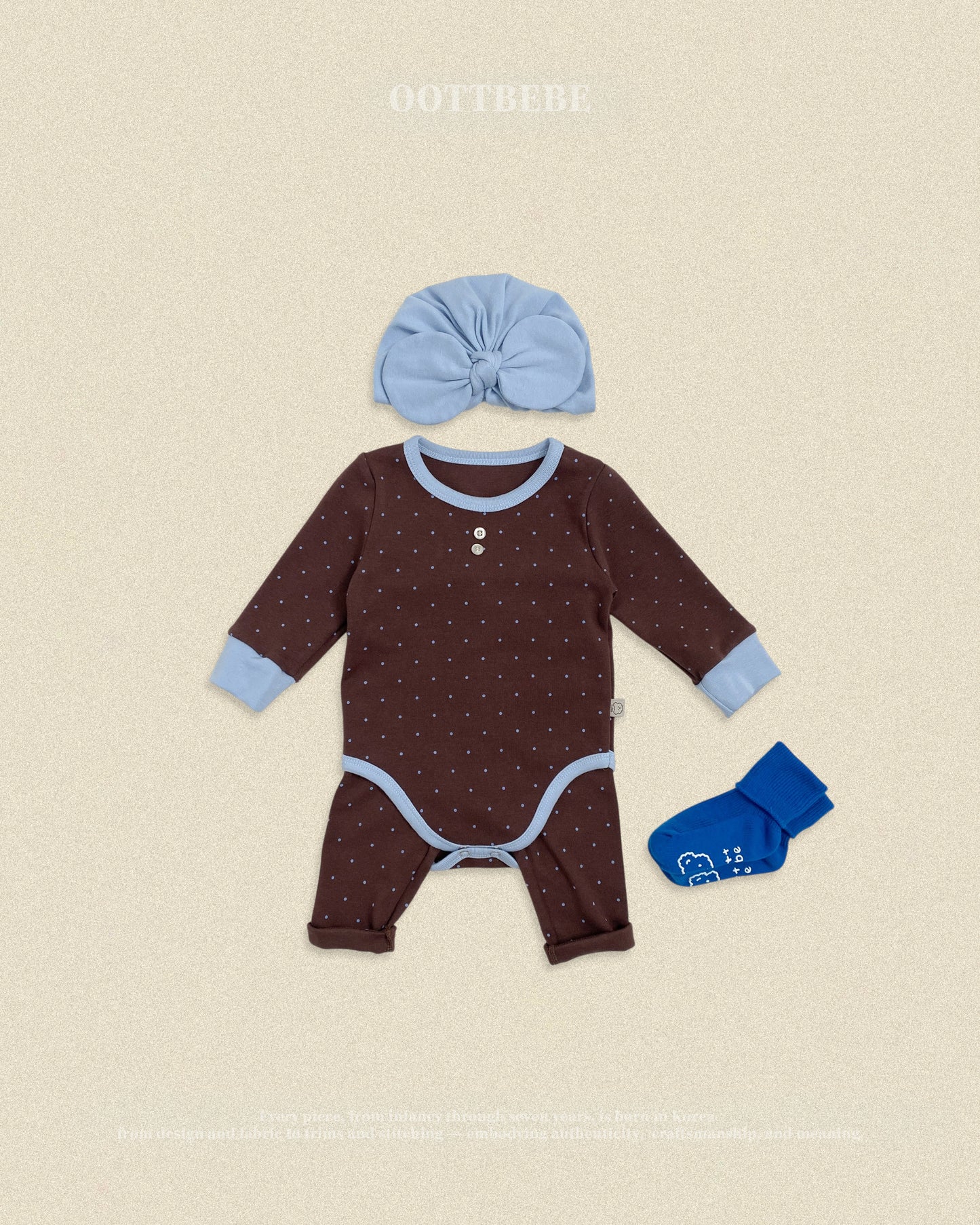 (Pre-order) OOTTBEBE Fall - Mini Dot Romper & Leggings Set 슈슈도트슈트세트 (2 Colors)