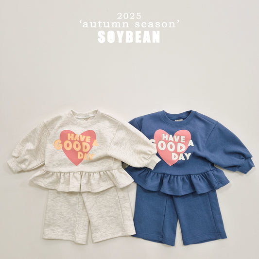 (Pre-order) Soybean Kids - Good Day Frill Top & Bottom Set 굿데이프릴상하복 (2 Colors)