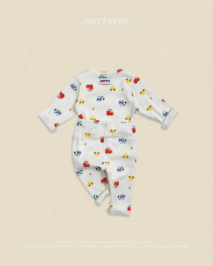 (Pre-order) OOTTBEBE Fall - Cute Car Pajama Set 자동차실내복 (2 Colors)