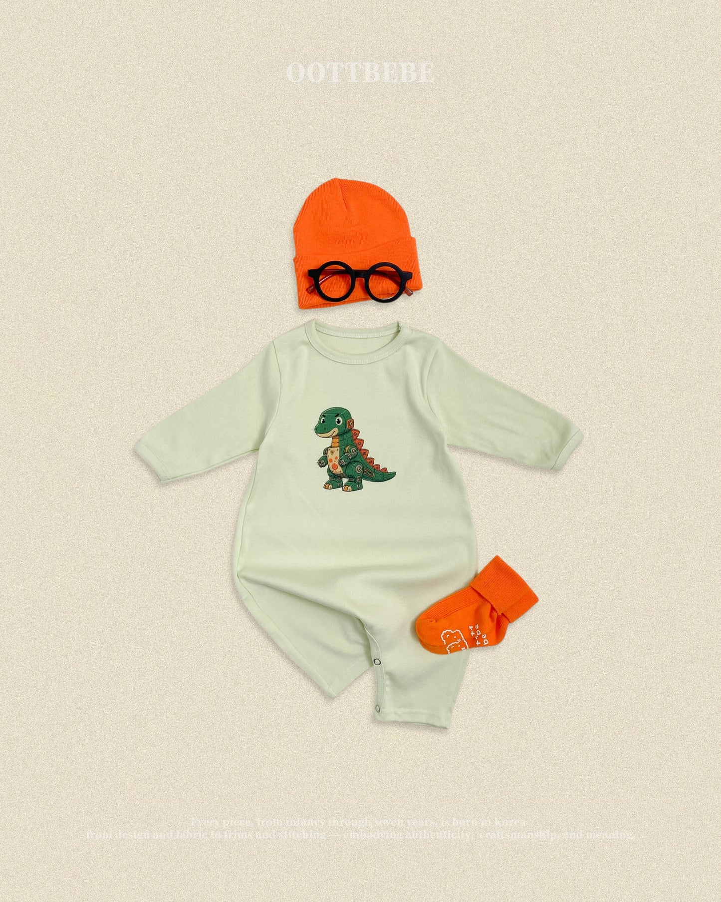 (Pre-order) OOTTBEBE Fall - Robot Dino Romper & Leggings Set 로봇공룡슈트세트 (5 Colors)