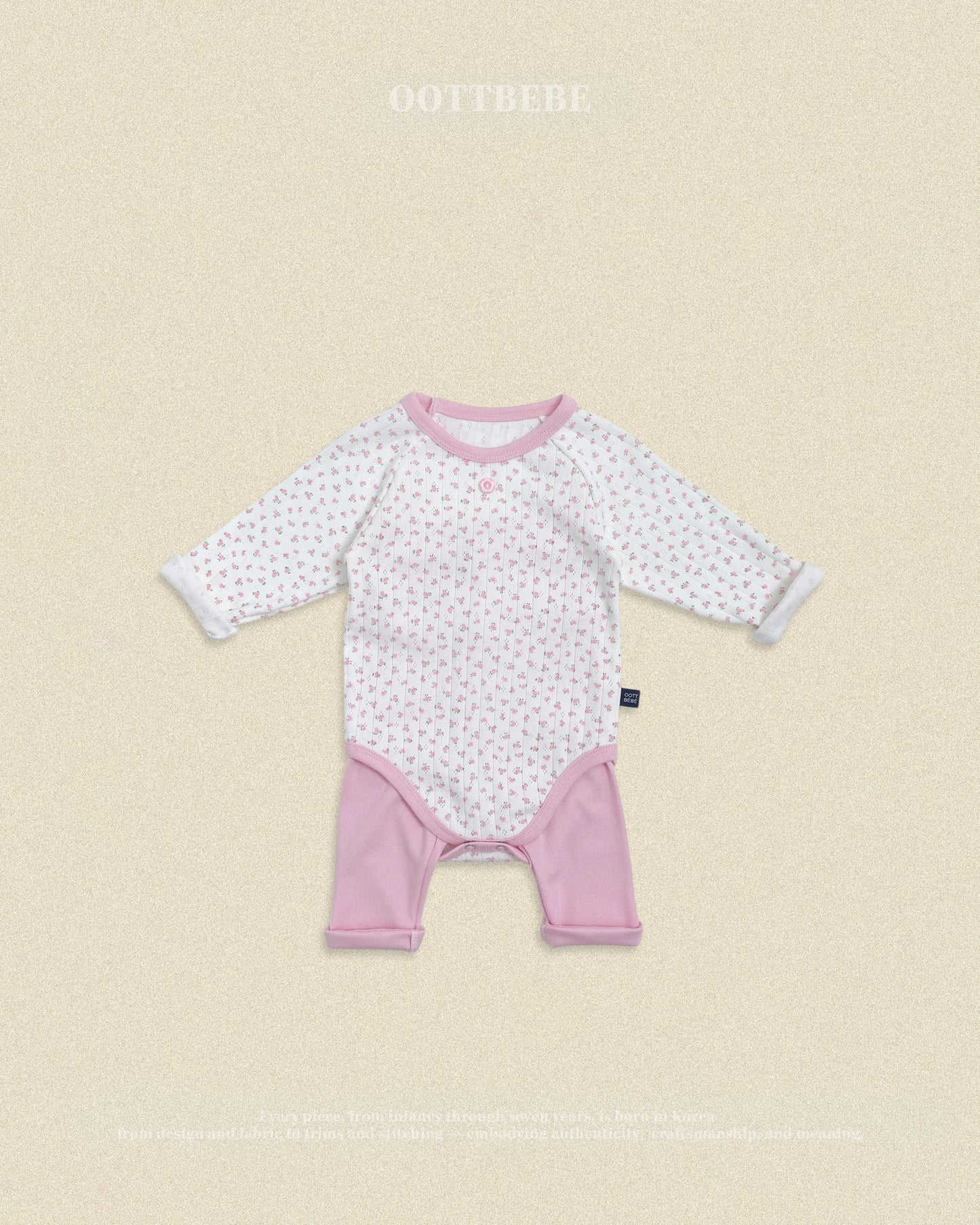 (Pre-order) OOTTBEBE Fall - Lovely Floral Romper & Leggings Set 코코플라워슈트세트 (2 Colors)
