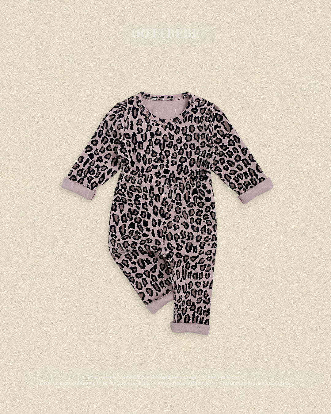 (Pre-order) OOTTBEBE Fall - Little Leopard Pajama Set 리틀호피실내복 (2 Colors)