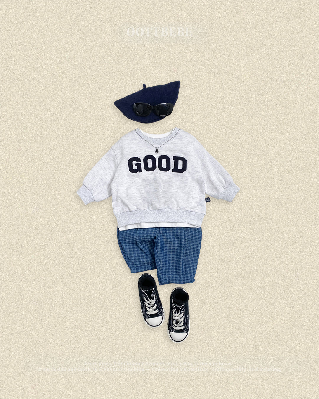 (Pre-order) OOTTBEBE Fall - Denim Check Pants - 데님체크팬츠 (2 Colors)