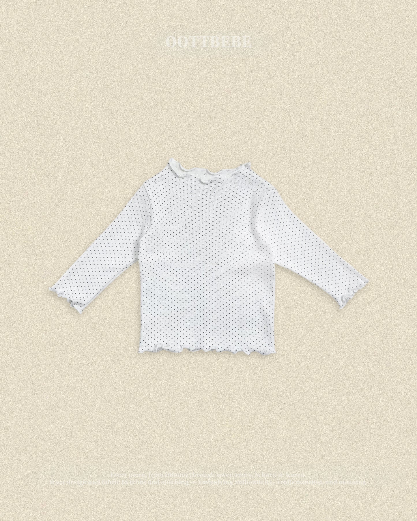 (Pre-order) OOTTBEBE Fall - Dot Lettuce Edge Tee - 도트날라리티 (2 Colors)
