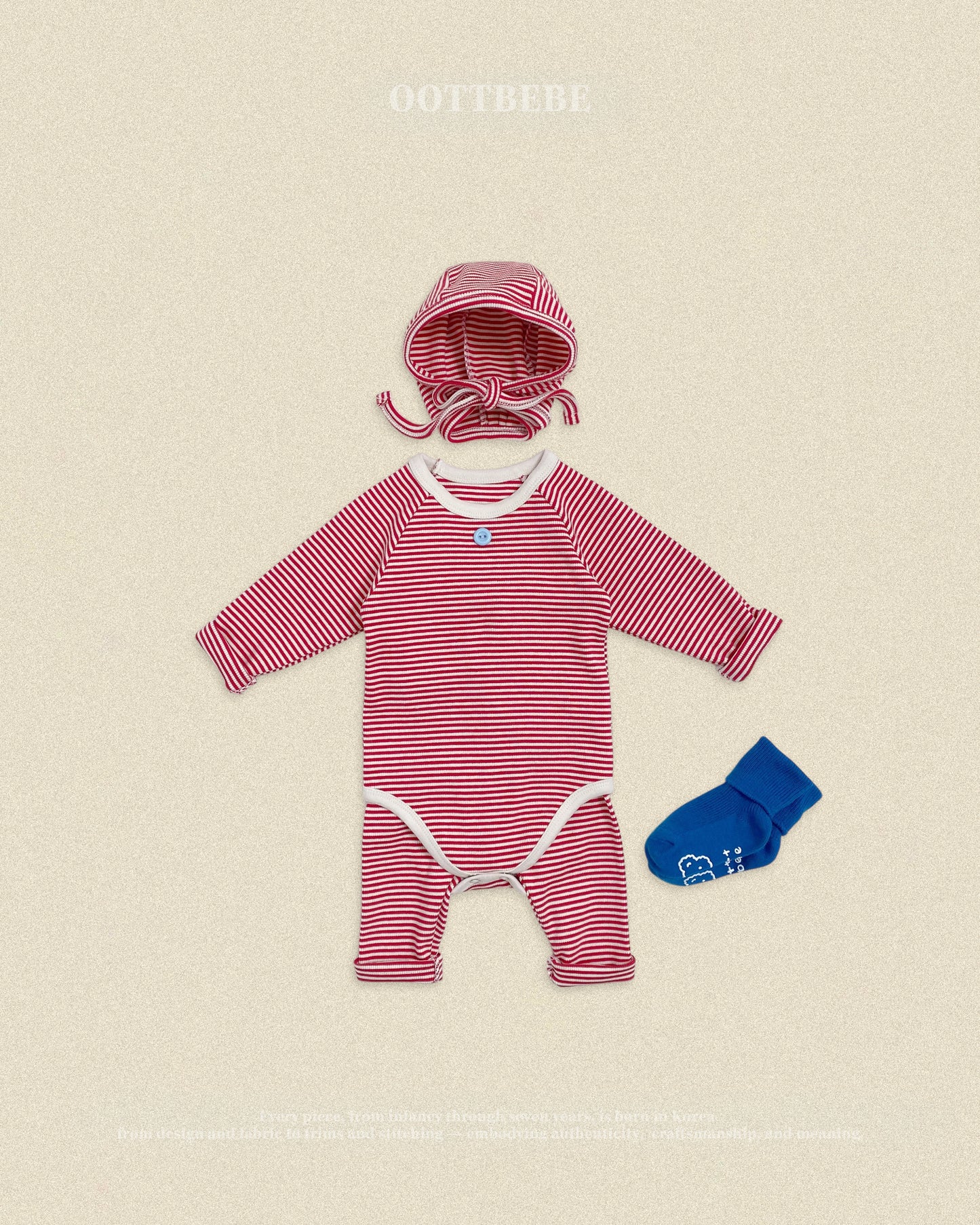 (Pre-order) OOTTBEBE Fall - Sweet Stripe Romper & Leggings Set 바닐라라떼슈트세트 (3 Colors)
