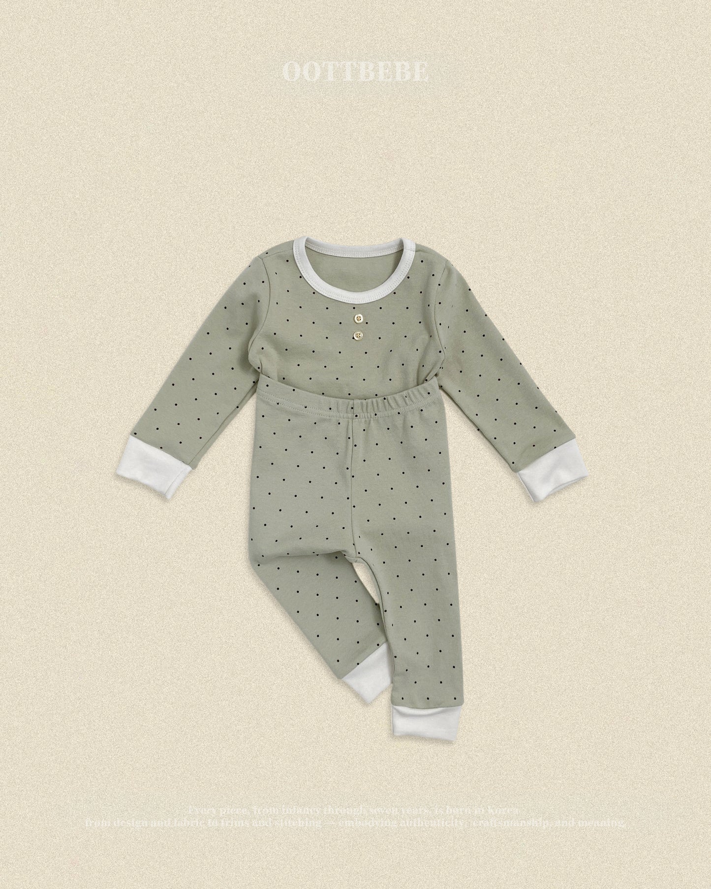 (Pre-order) OOTTBEBE Fall - Mini Dot Pajama Set 슈슈도트실내복 (2 Colors)