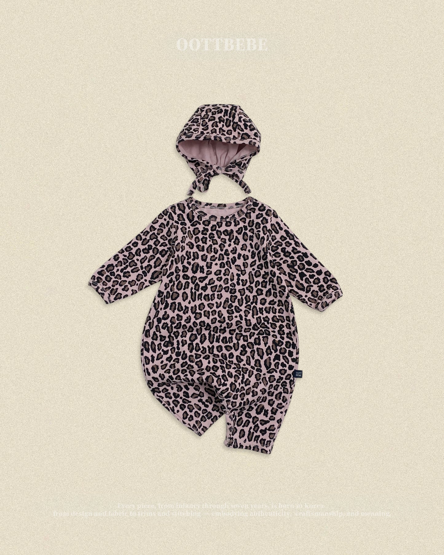 (Pre-order) OOTTBEBE Fall - Little Leopard Romper & Bonnet Set 리틀호피전신슈트보넷세트 (2 Colors)