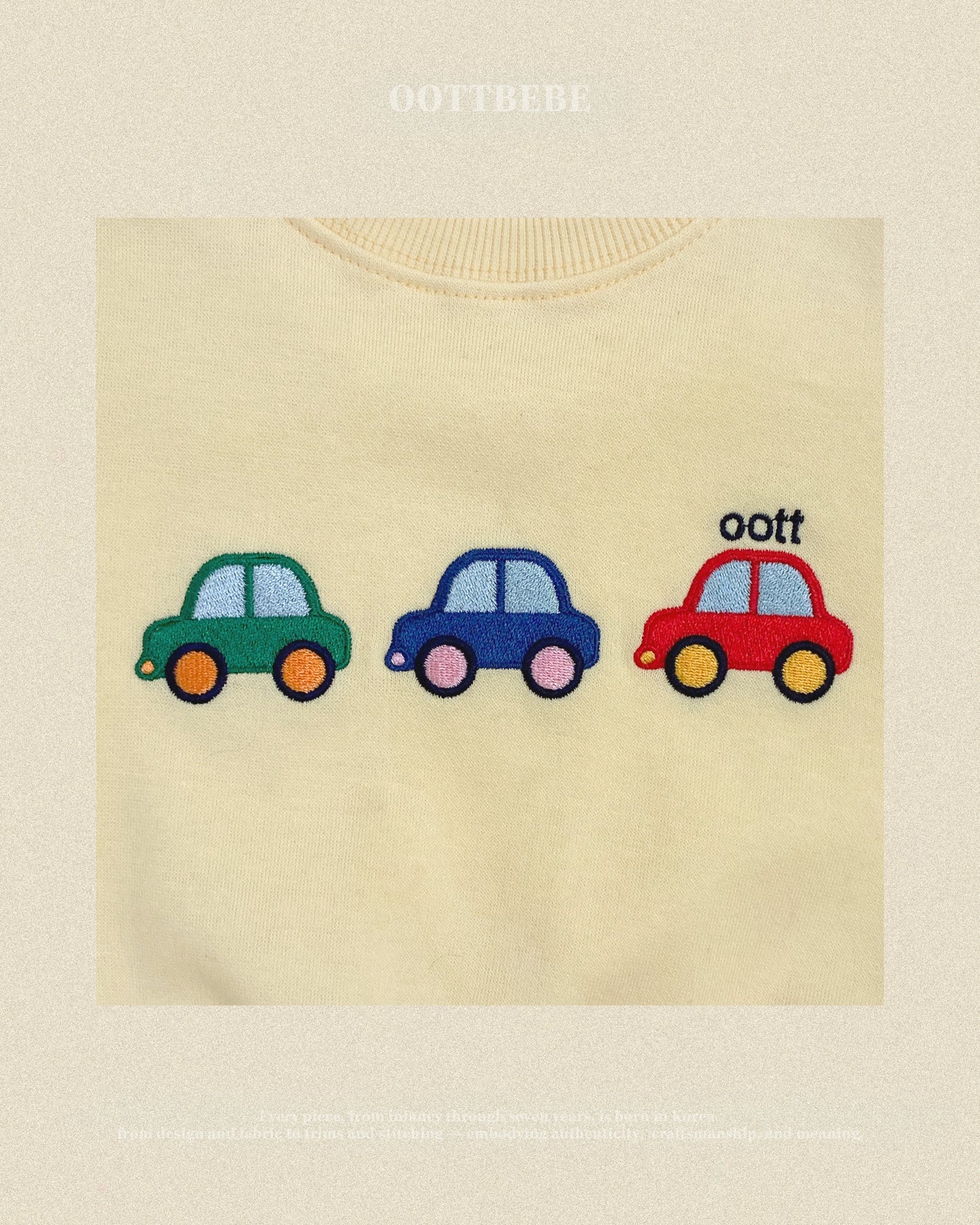 (Pre-order) OOTTBEBE Fall - Cute Car Top & Bottom Set - 자동차상하복 (2 Colors)