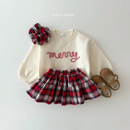 (Pre-order) Daily Bebe Winter - Kids' Embroidered Merry Candy Cane Sweatshirt 자수메리맨투맨 (2 Colors)