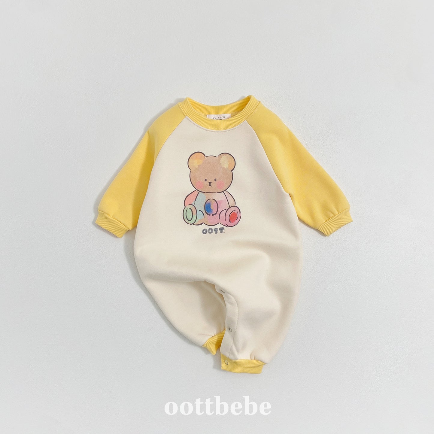 (Pre-order) OOTTBEBE Winter - Watercolor Bear Full Bodysuit 페인팅오띠전신슈트 (2 Colors)