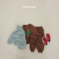 (Pre-order) Soybean Kids Winter - Dinosaur Bouclé Embroidery Fleece-Lined Top & Bottom Set 공룡부클자수상하복 (3 Colors)