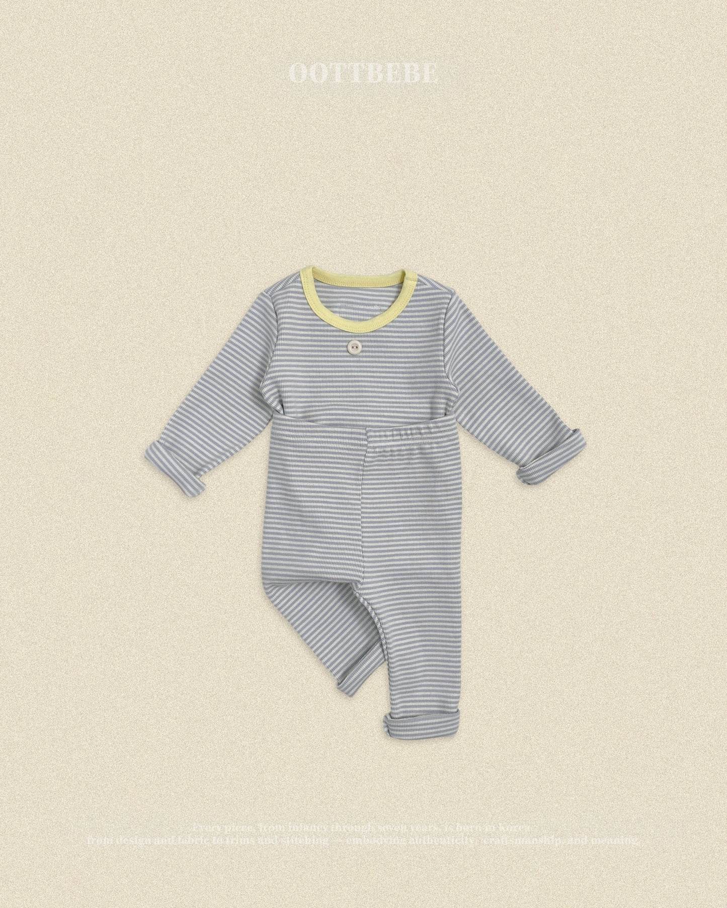 (Pre-order) OOTTBEBE Fall - Sweet Stripe Pajama Set 바닐라라떼실내복 (3 Colors)