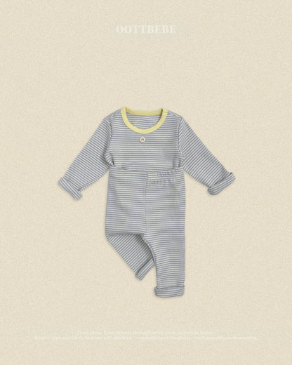 (Pre-order) OOTTBEBE Fall - Sweet Stripe Pajama Set 바닐라라떼실내복 (3 Colors)