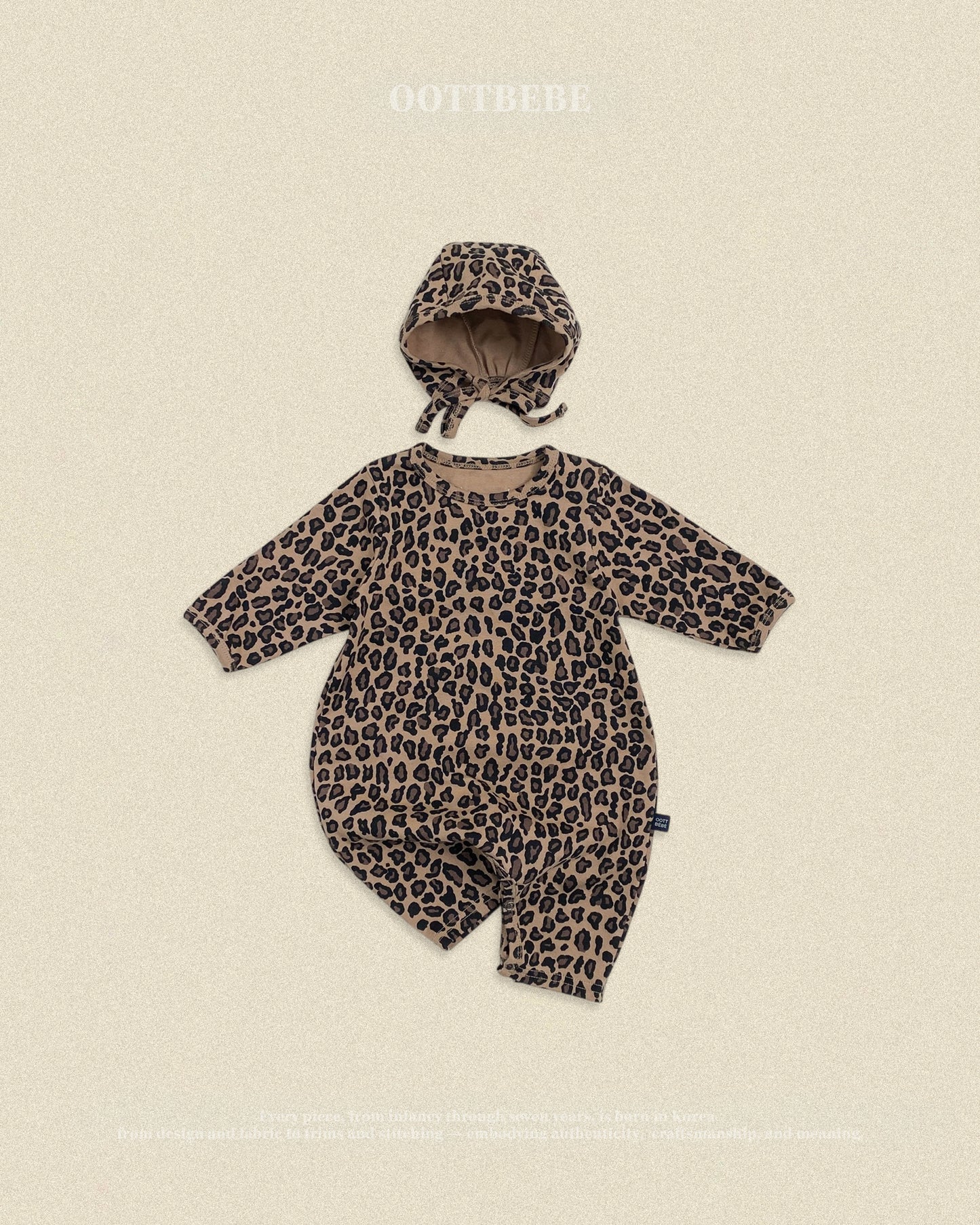 (Pre-order) OOTTBEBE Fall - Little Leopard Romper & Bonnet Set 리틀호피전신슈트보넷세트 (2 Colors)
