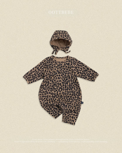 (Pre-order) OOTTBEBE Fall - Little Leopard Romper & Bonnet Set 리틀호피전신슈트보넷세트 (2 Colors)