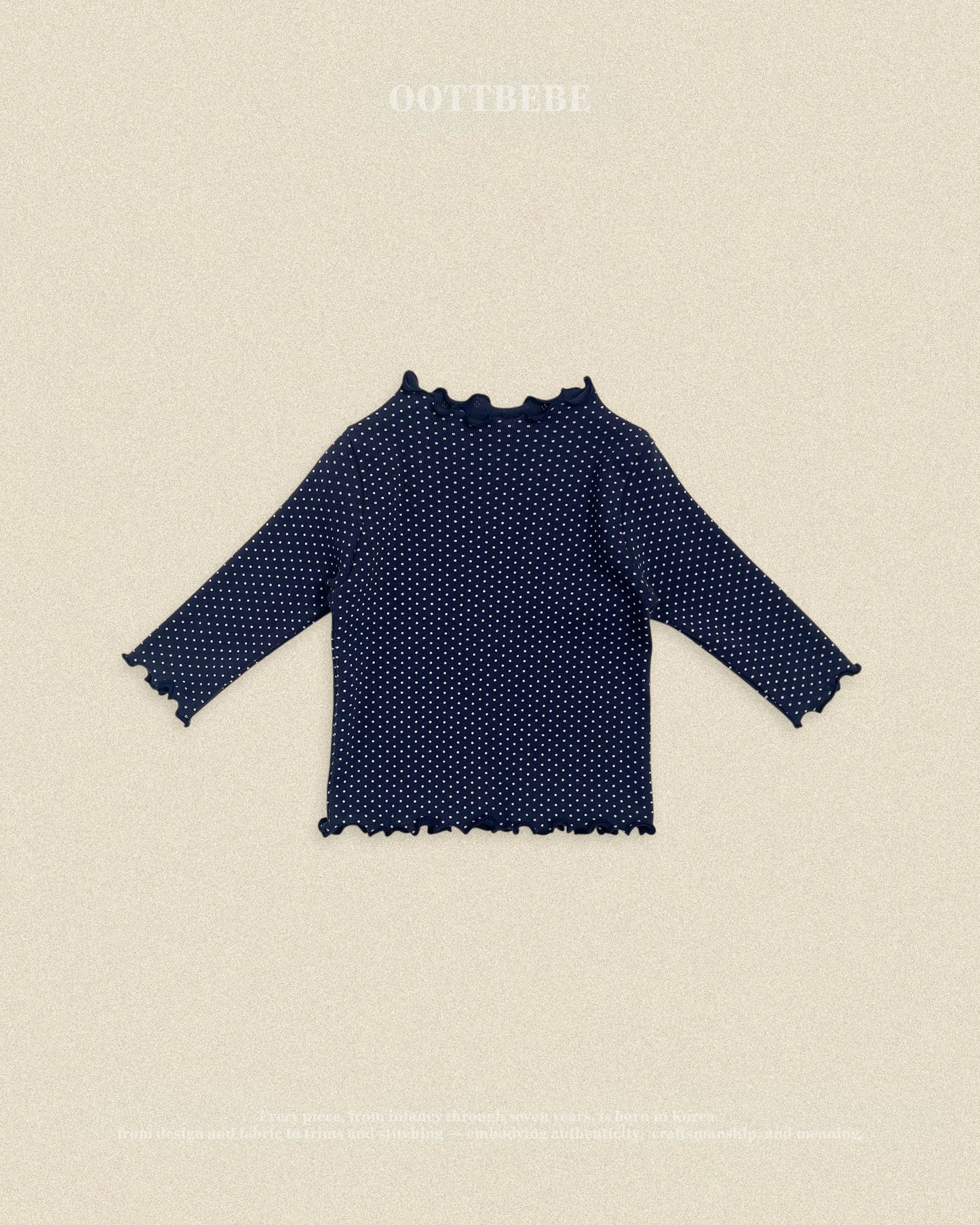 (Pre-order) OOTTBEBE Fall - Dot Lettuce Edge Tee - 도트날라리티 (2 Colors)
