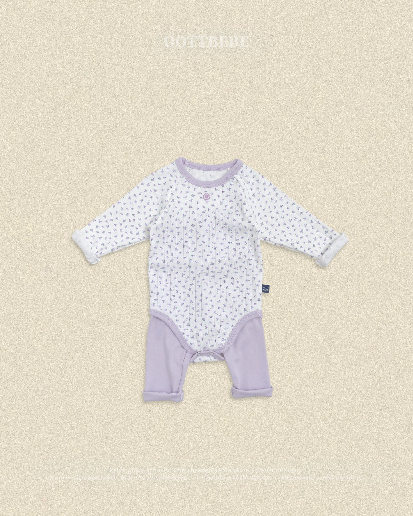(Pre-order) OOTTBEBE Fall - Lovely Floral Romper & Leggings Set 코코플라워슈트세트 (2 Colors)