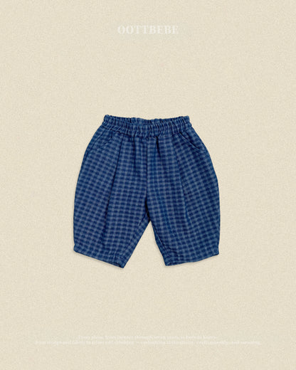 (Pre-order) OOTTBEBE Fall - Denim Check Pants - 데님체크팬츠 (2 Colors)