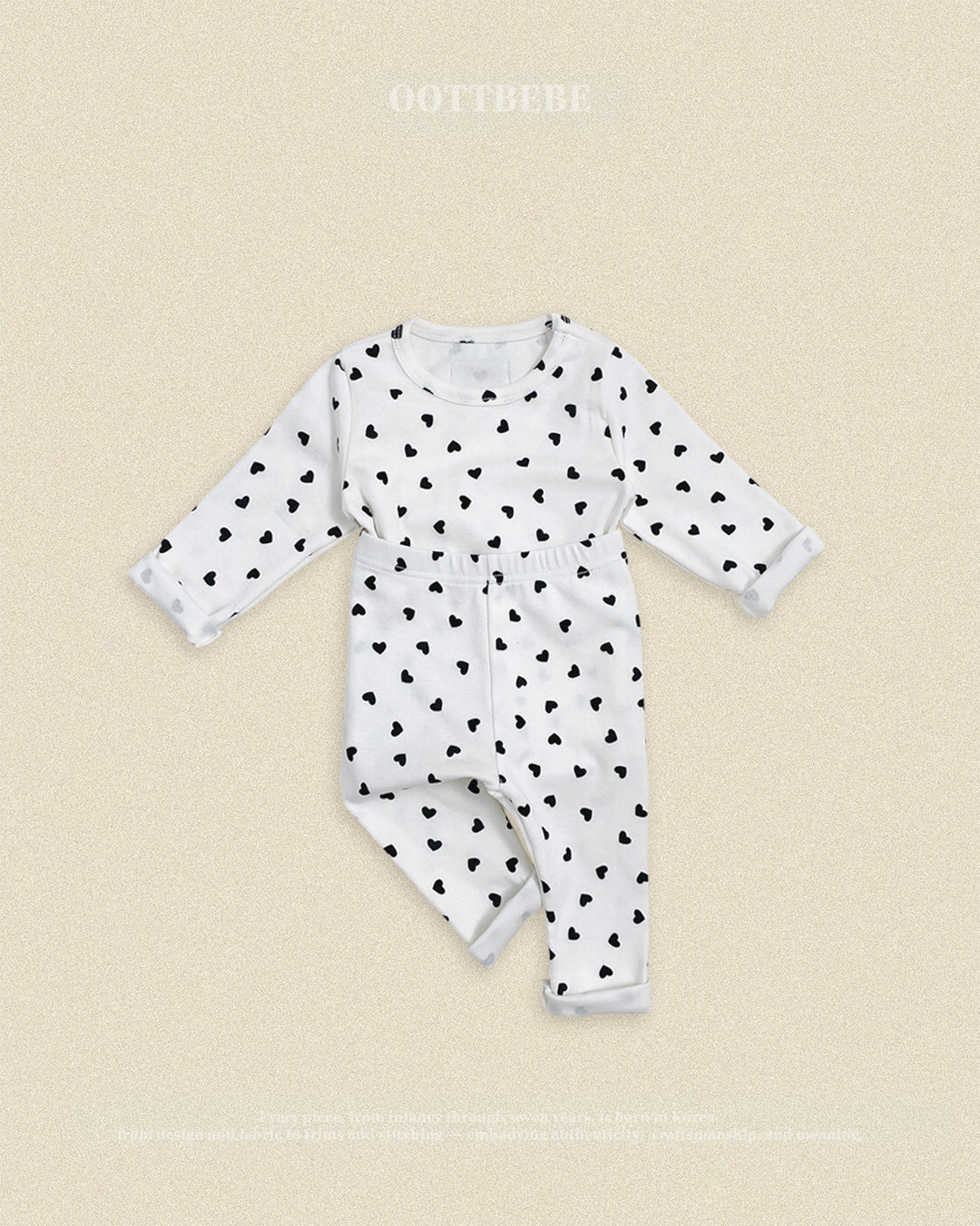 (Pre-order) OOTTBEBE Fall - Petite Heart Pajama Set 쁘띠하트실내복 (2 Colors)