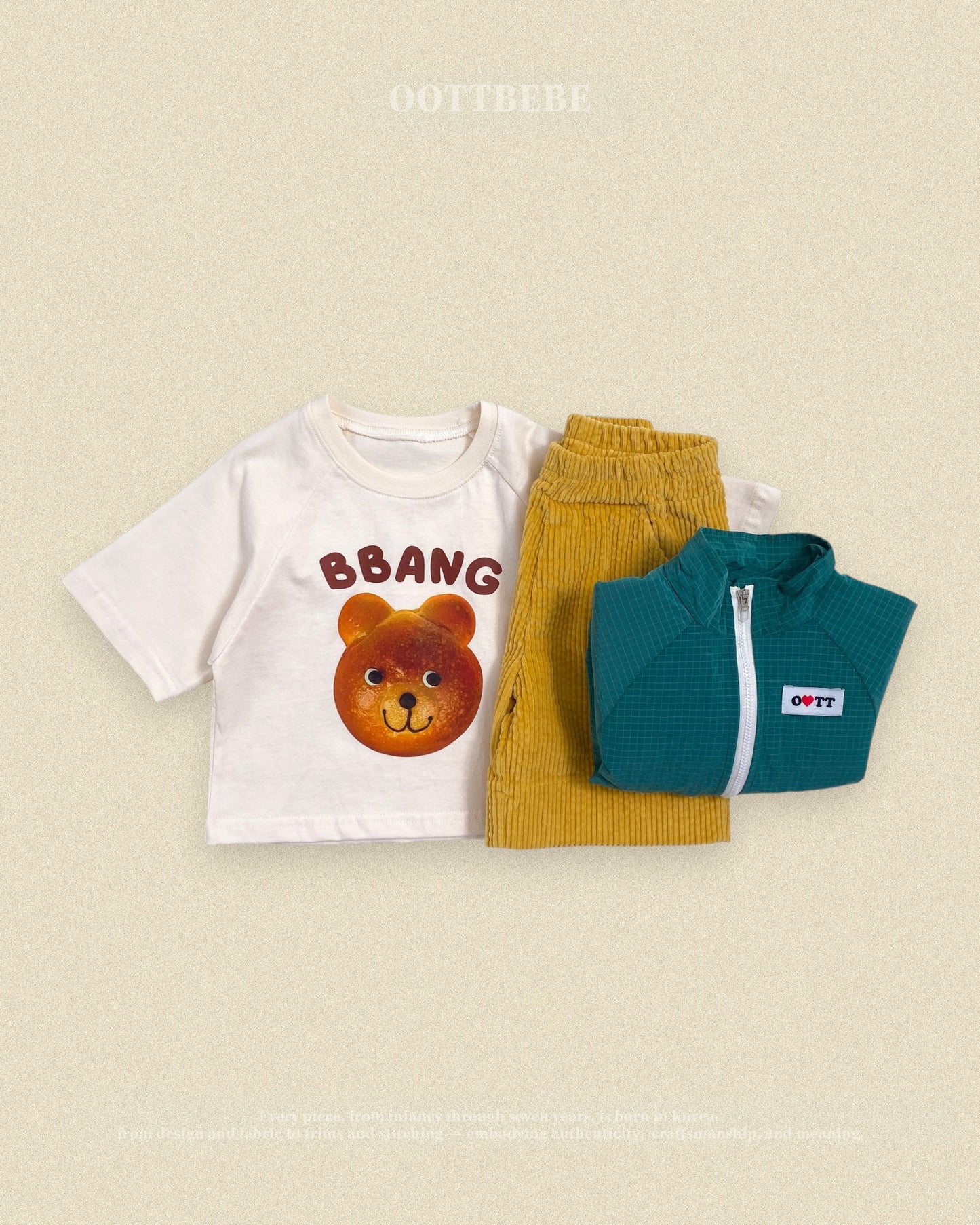 (Pre-order) OOTTBEBE Fall - Bbang Bear Raglan Tee - 빵나그랑티셔츠 (2 Colors)