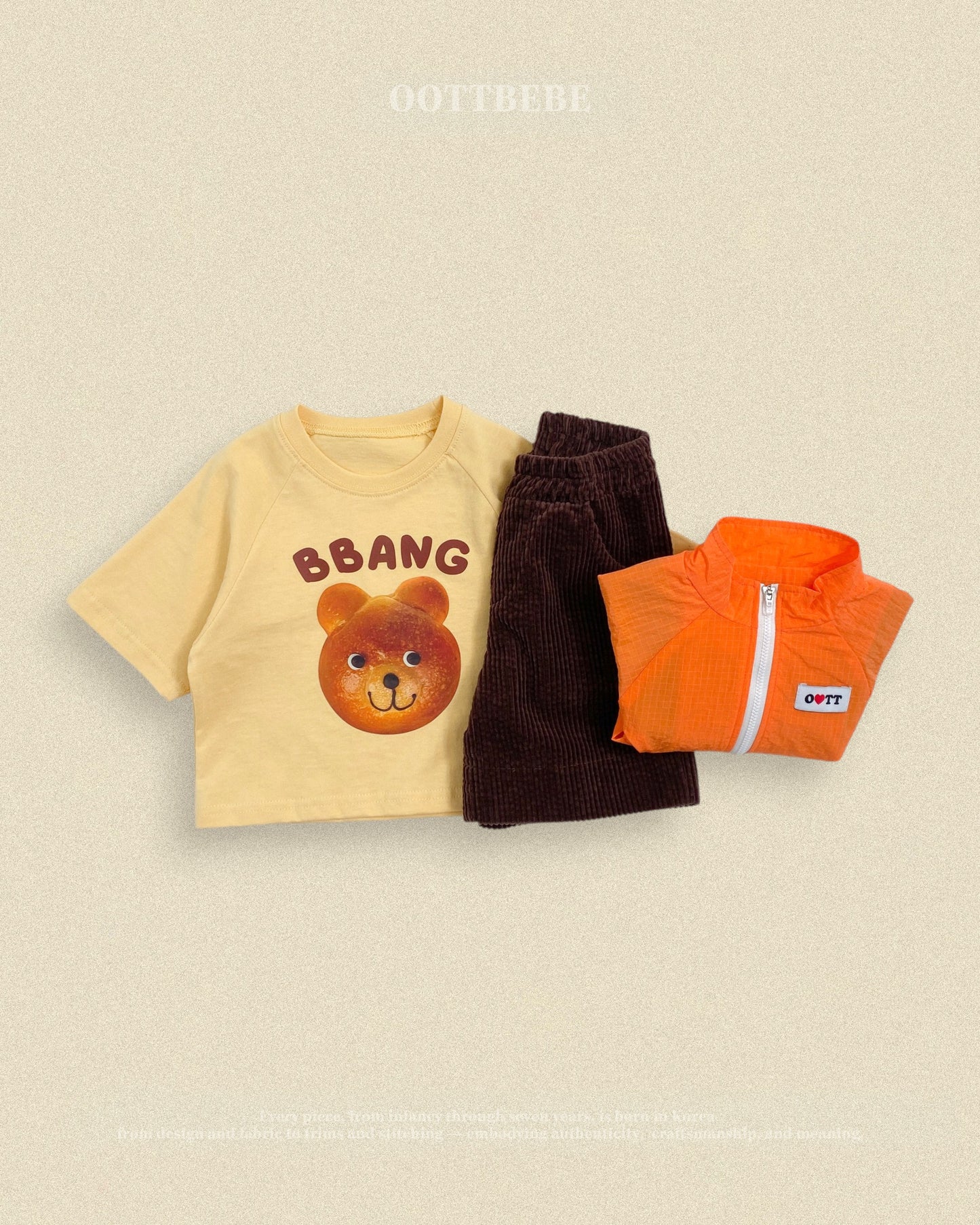 (Pre-order) OOTTBEBE Fall - Bbang Bear Raglan Tee - 빵나그랑티셔츠 (2 Colors)