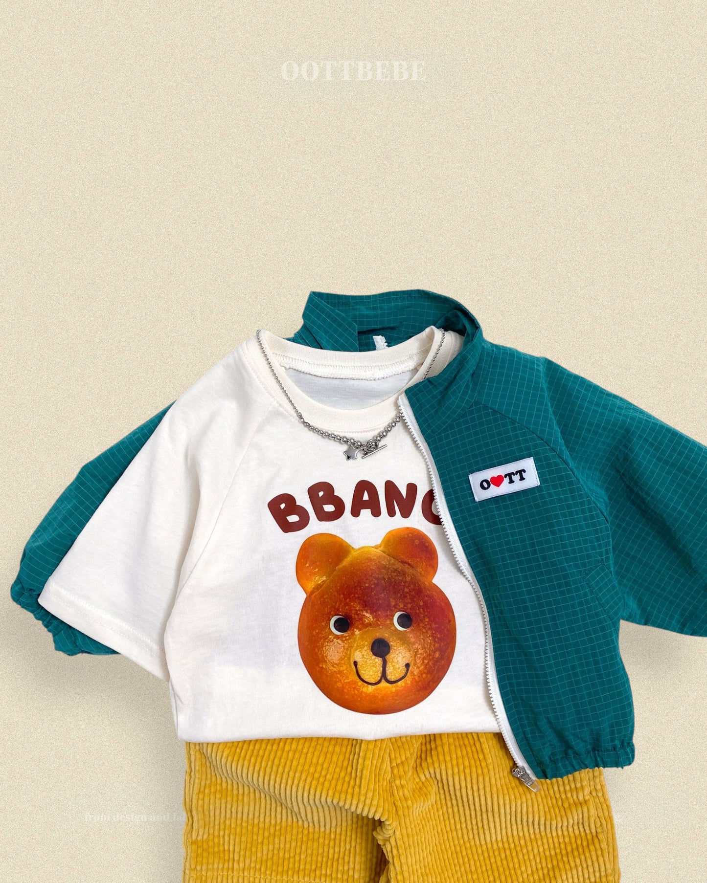 (Pre-order) OOTTBEBE Fall - Bbang Bear Raglan Tee - 빵나그랑티셔츠 (2 Colors)