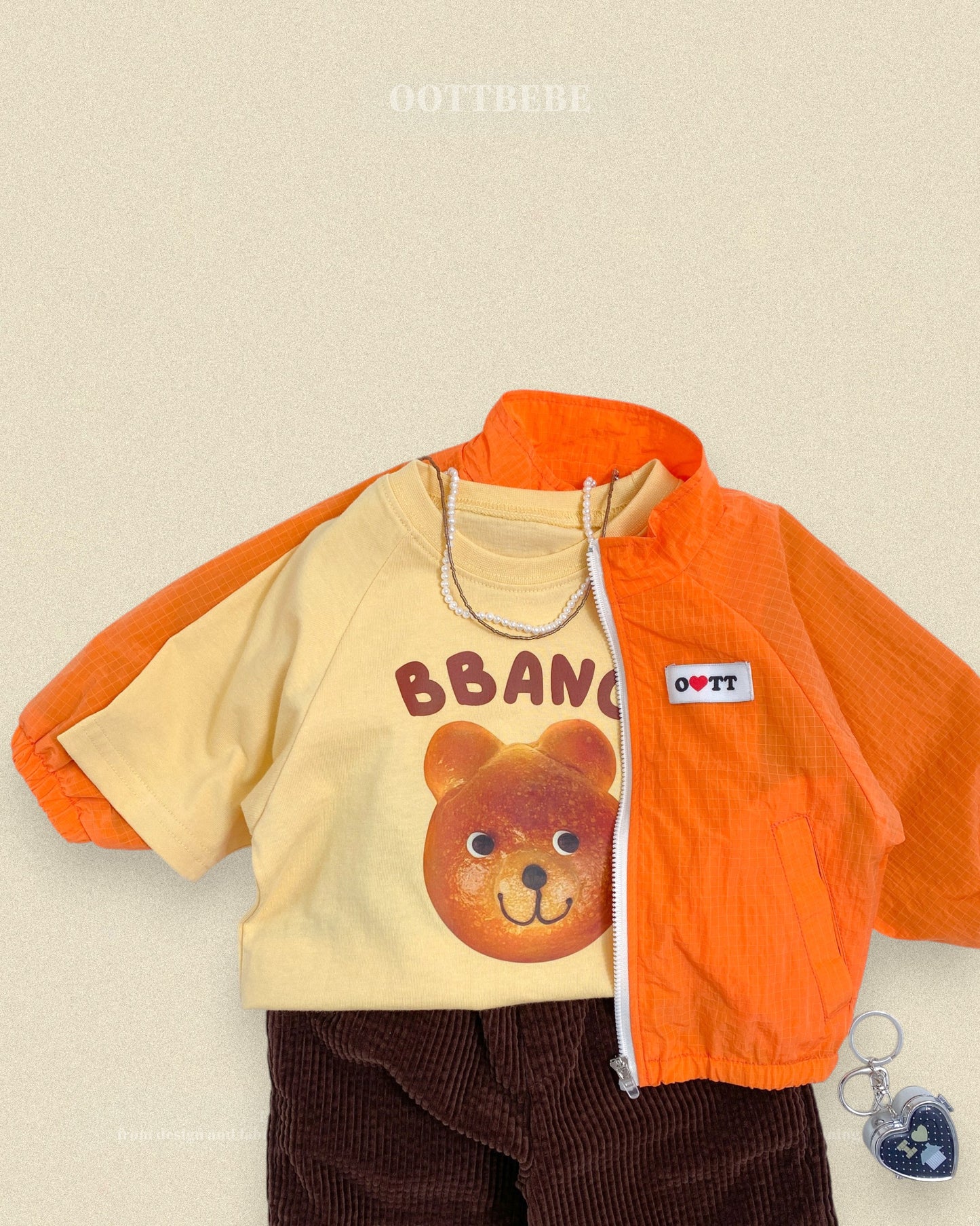 (Pre-order) OOTTBEBE Fall - Bbang Bear Raglan Tee - 빵나그랑티셔츠 (2 Colors)