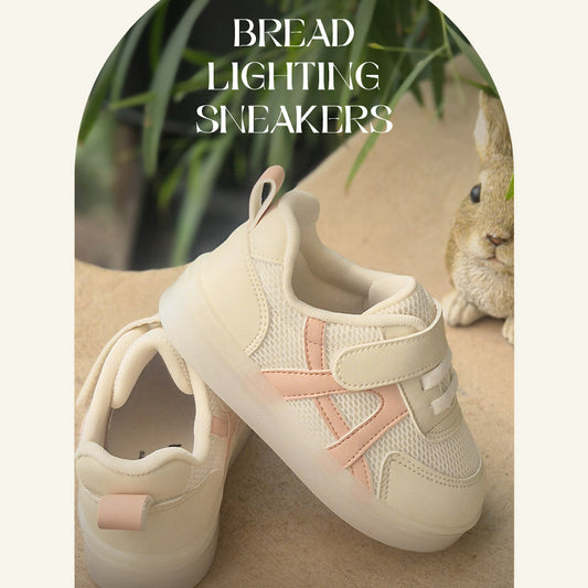(Pre-order) KoongsKoongs Kids’ Bread LED Light-up Sneakers (Soft Pink)