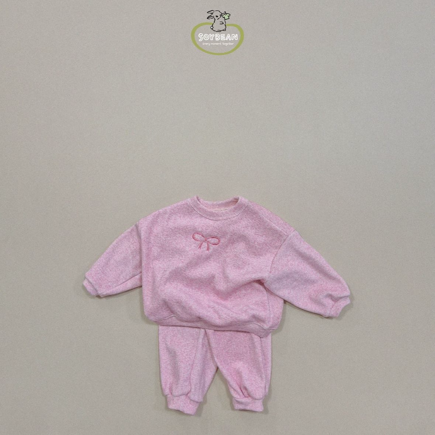 (Pre-order) Soybean Kids - Popping Mink Top & Bottom Set 팝핑밍크리본상하복 (2 Colors)