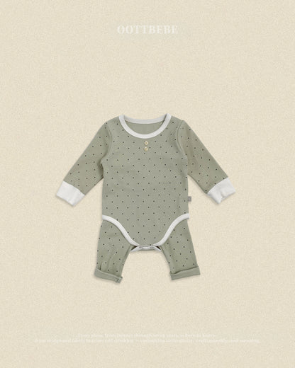 (Pre-order) OOTTBEBE Fall - Mini Dot Romper & Leggings Set 슈슈도트슈트세트 (2 Colors)