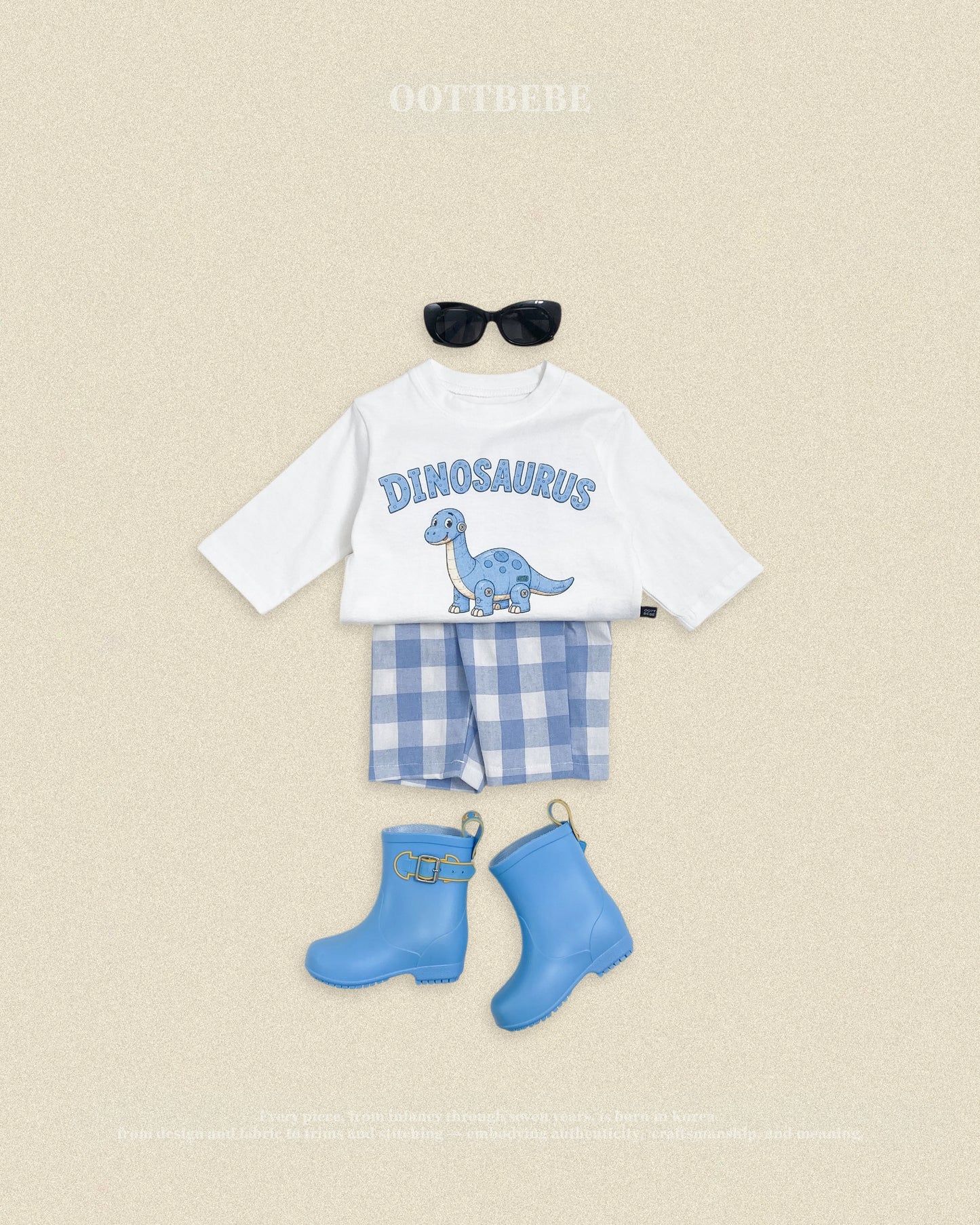 (Pre-order) OOTTBEBE Fall - Robot Dinosaur Top & Bottom Set - 로봇공룡상하복 (5 Colors)