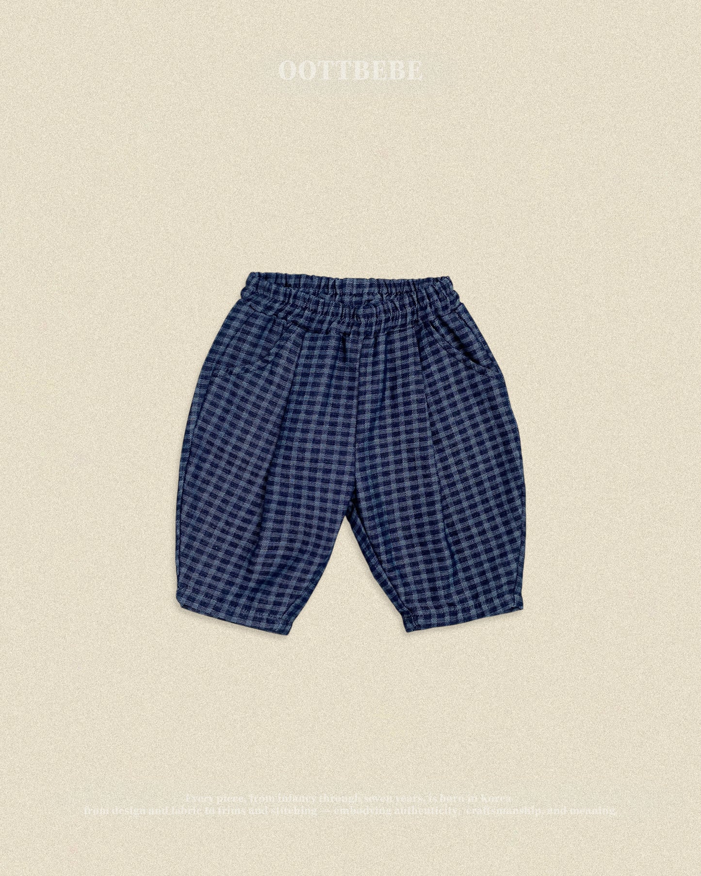 (Pre-order) OOTTBEBE Fall - Denim Check Pants - 데님체크팬츠 (2 Colors)