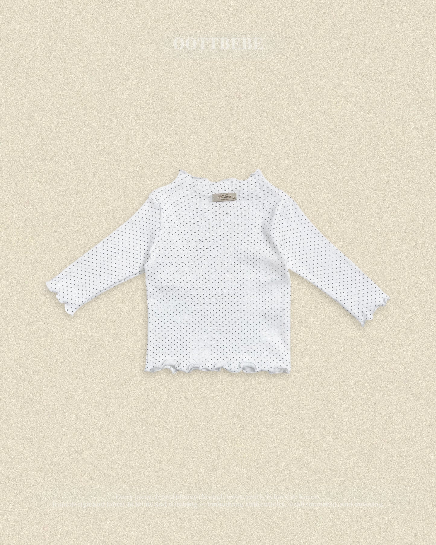 (Pre-order) OOTTBEBE Fall - Dot Lettuce Edge Tee - 도트날라리티 (2 Colors)