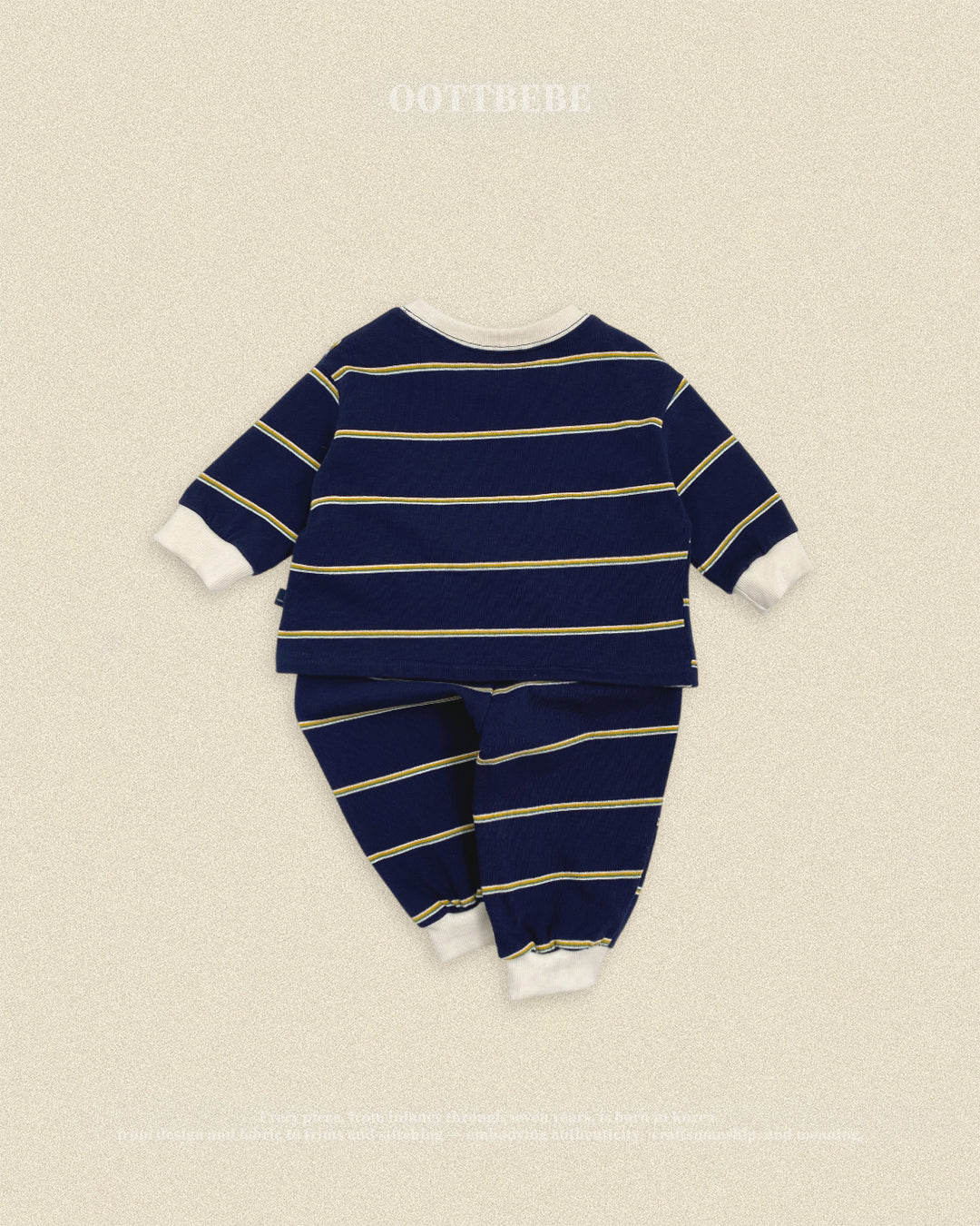 (Pre-order) OOTTBEBE Fall - Rookie Stripe Top & Bottom Set - 루키단가라상하복 (2 Colors)
