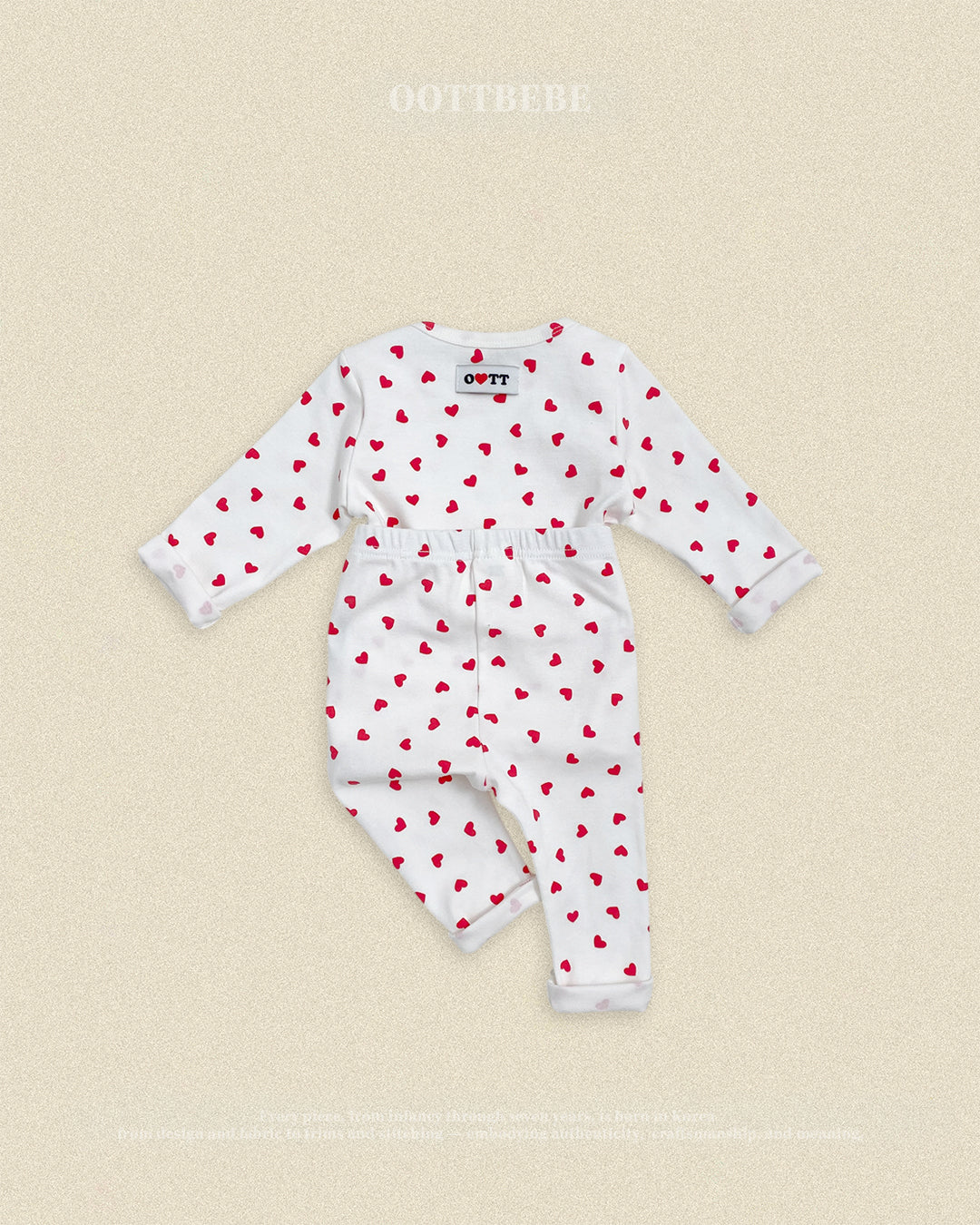 (Pre-order) OOTTBEBE Fall - Petite Heart Pajama Set 쁘띠하트실내복 (2 Colors)