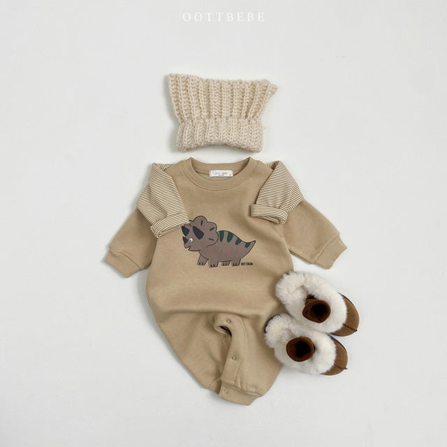 (Pre-order) OOTTBEBE - Winter Dinosaur Bodysuit 아기공룡전신수트 (3 Colors)