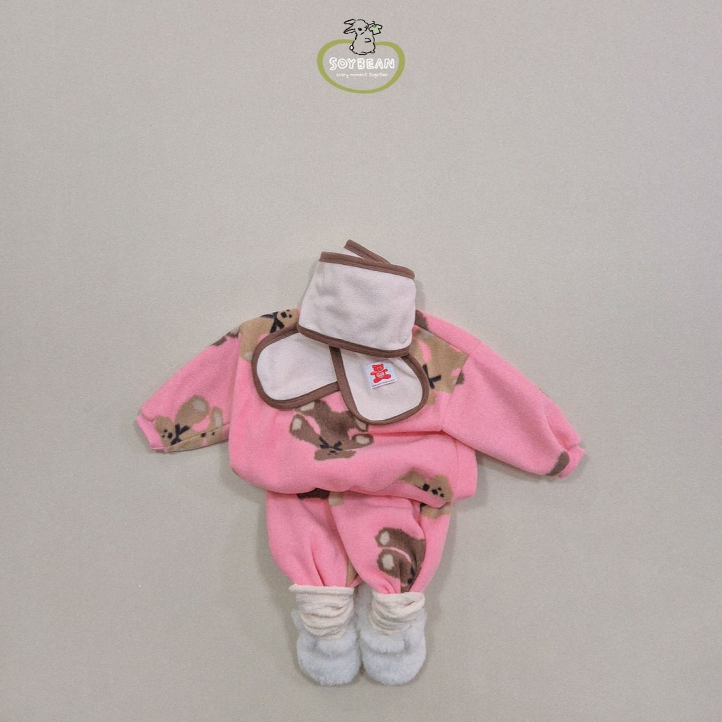 (Pre-order) Soybean Kids - Teddy Fleece Top & Bottom Set 테디플리스상하복 (3 Colors)